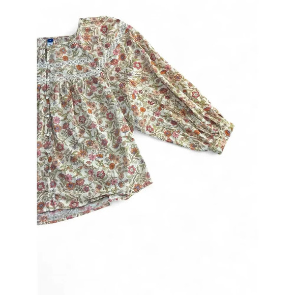 Old Navy Women's Blouse Size XL Floral Boho Long Sleeve Lace Button Down - Picture 7 of 8